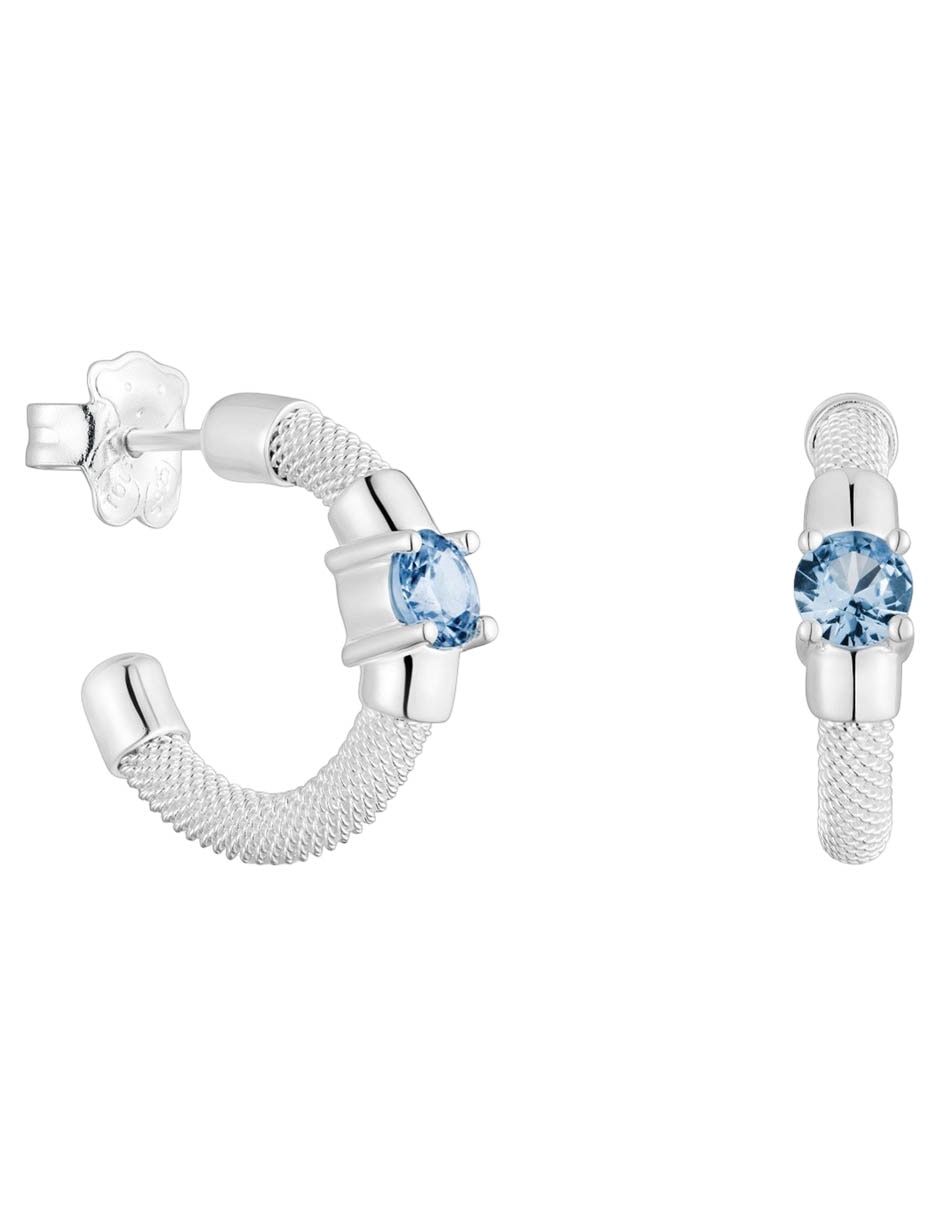 Aretes de aros Mesh LGG de plata P 925 con acabado brillante espinela