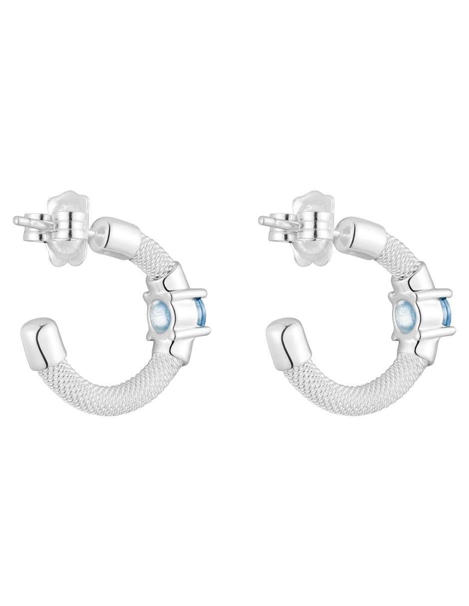 Aretes de aros Mesh LGG de plata P 925 con acabado brillante espinela 3