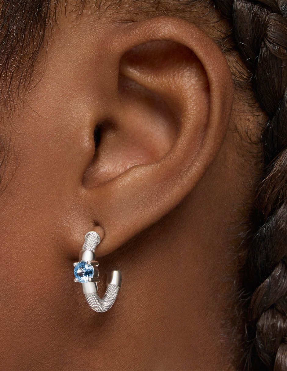Aretes de aros Mesh LGG de plata P 925 con acabado brillante espinela 6