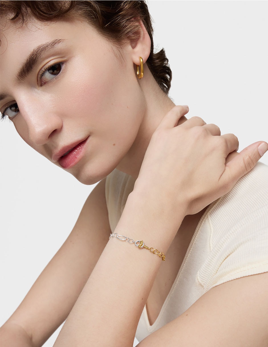 Pulsera de plata P 925 Manifesto con acabado baño de oro 4