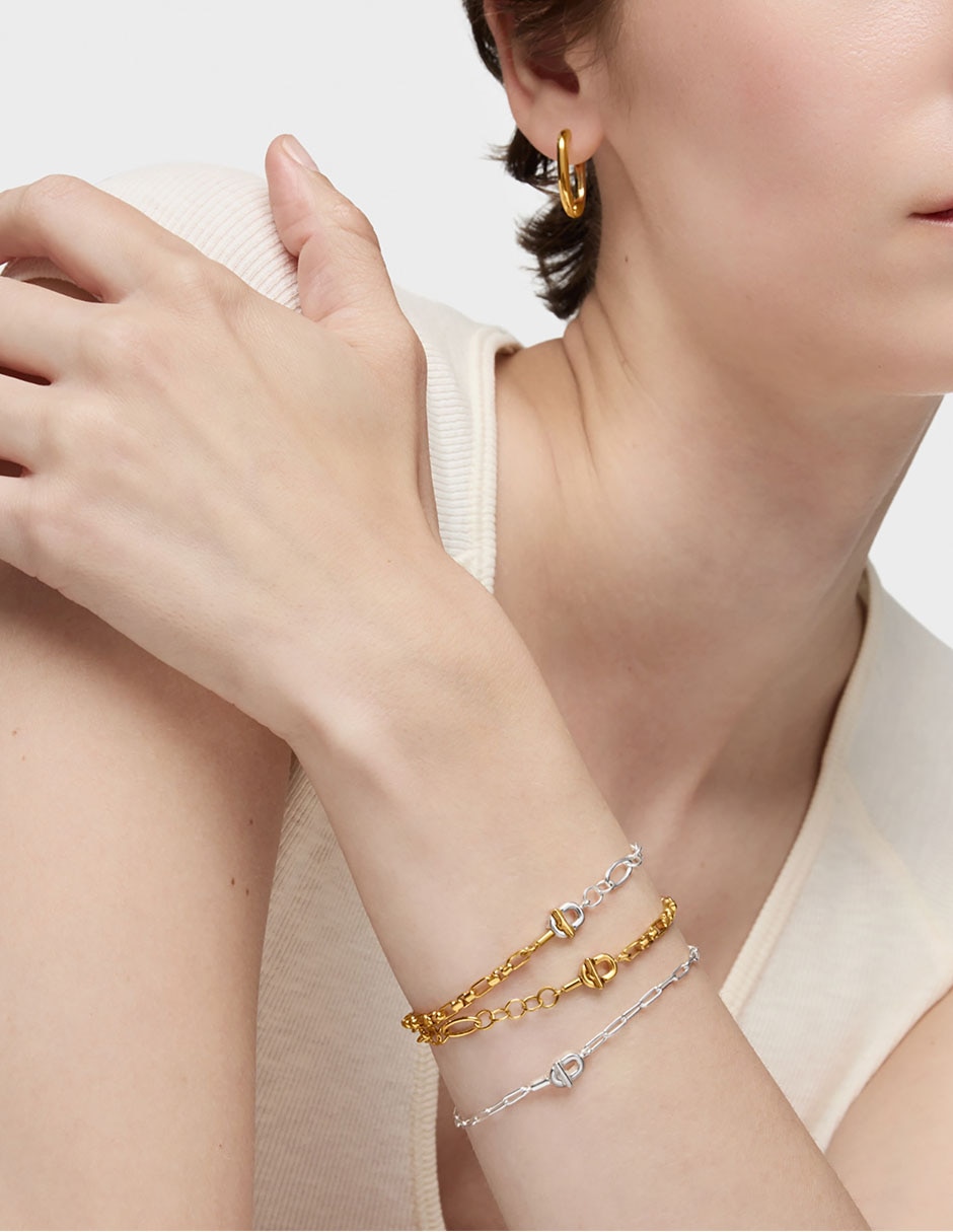 Pulsera de plata P 925 Manifesto con acabado baño de oro 5