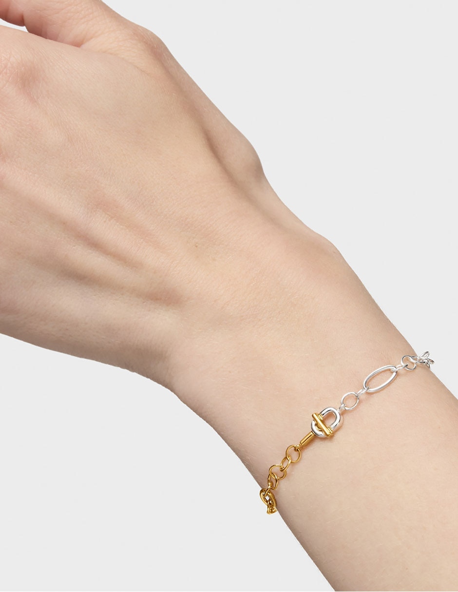 Pulsera de plata P 925 Manifesto con acabado baño de oro 6
