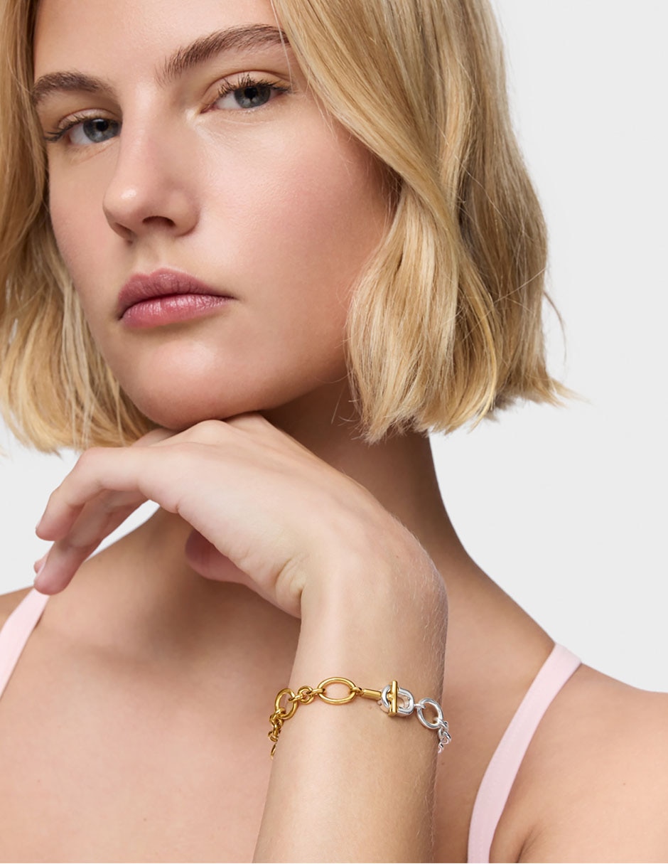 Pulsera de plata P 925 Manifesto con acabado baño de oro 4
