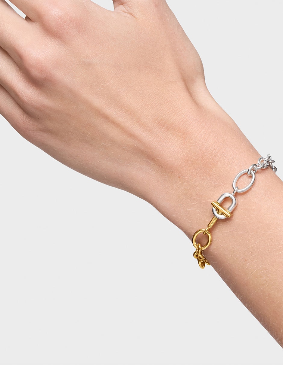 Pulsera de plata P 925 Manifesto con acabado baño de oro 6