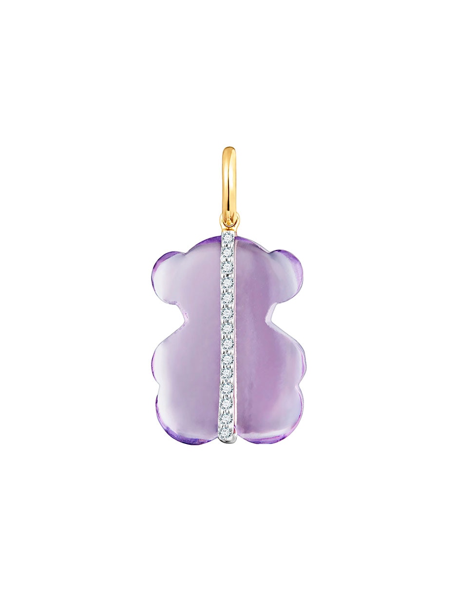 Dije de oso sweet dolls de oro amarillo 14 K amatista