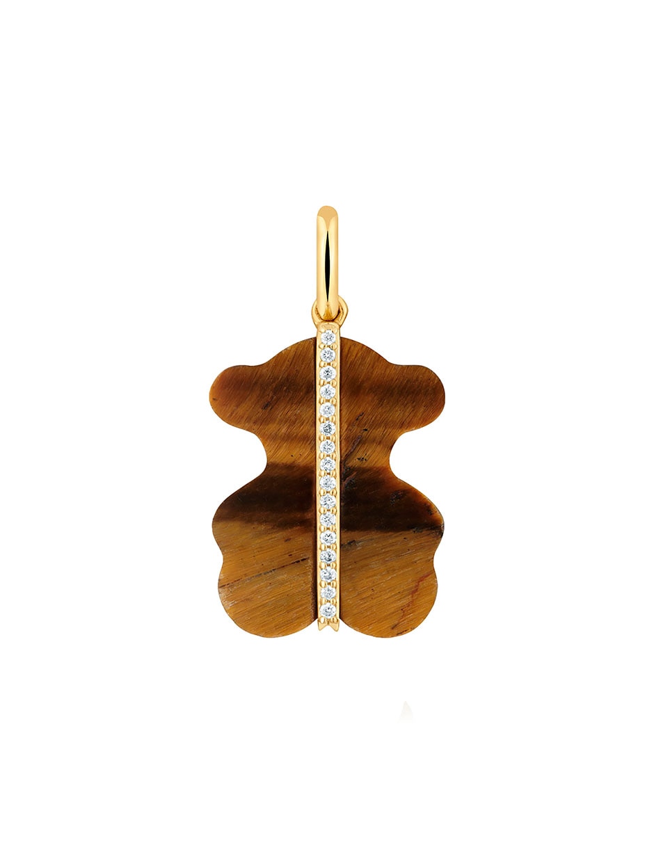 Dije de oso Sweet Dolls de oro amarillo 14 k ojo de tigre