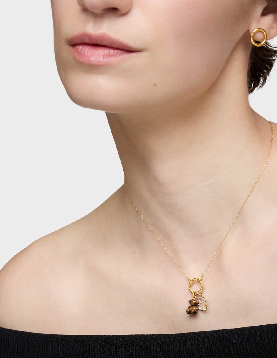 Dije de oso bold bear de oro amarillo 14 K ojo de tigre 5