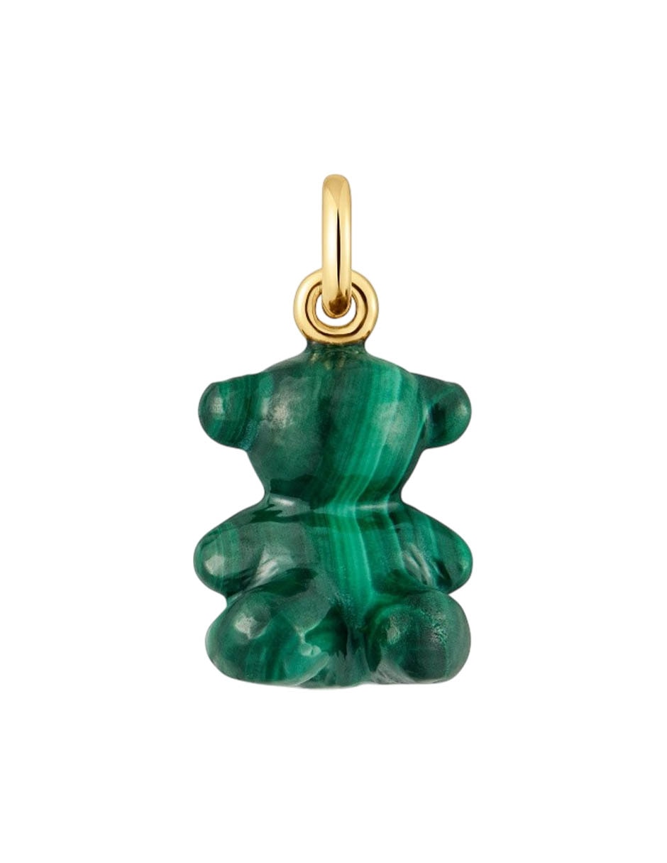 Dije de oso bold bear de oro amarillo 14 K malaquita
