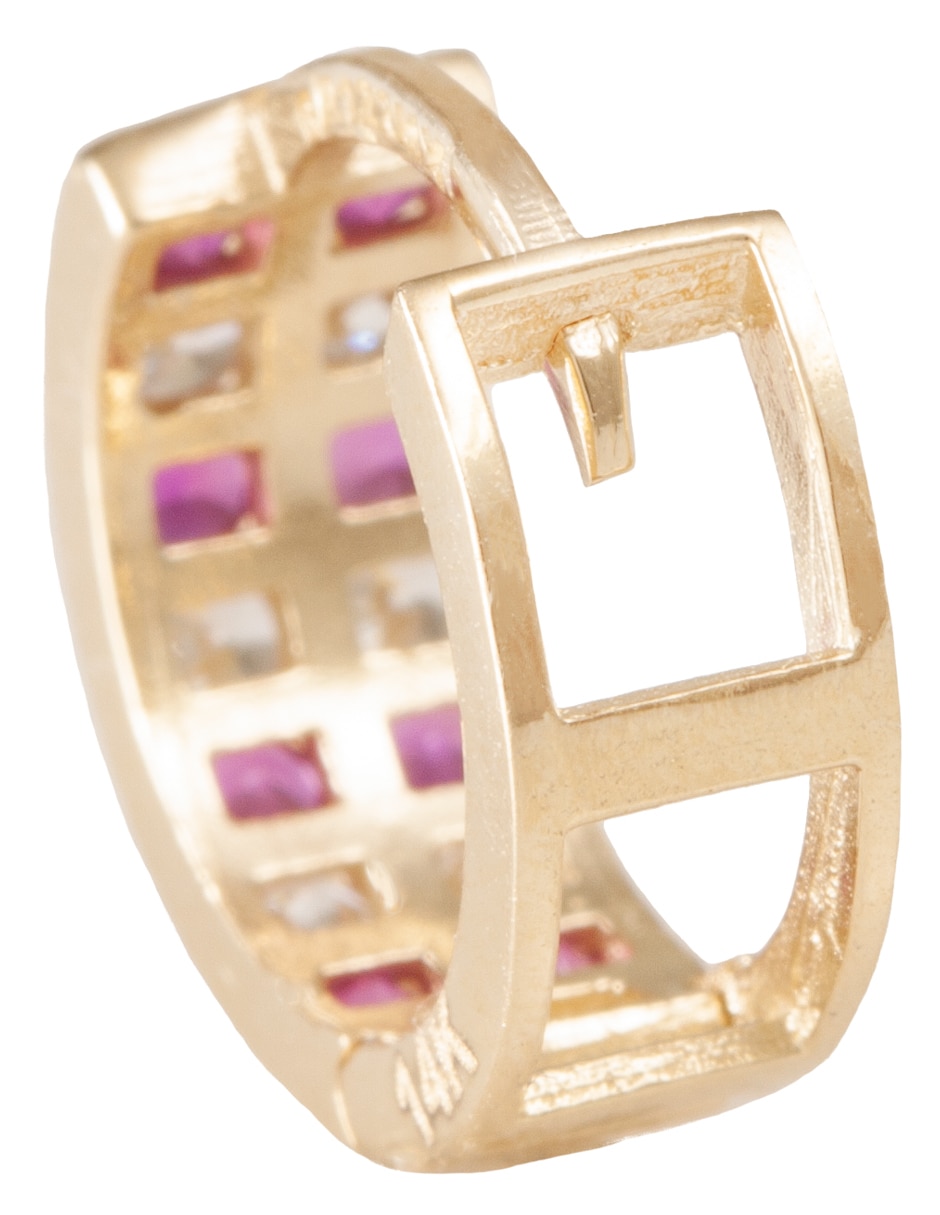 Huggies de oro 14 k con acabado pulido zirconia 2