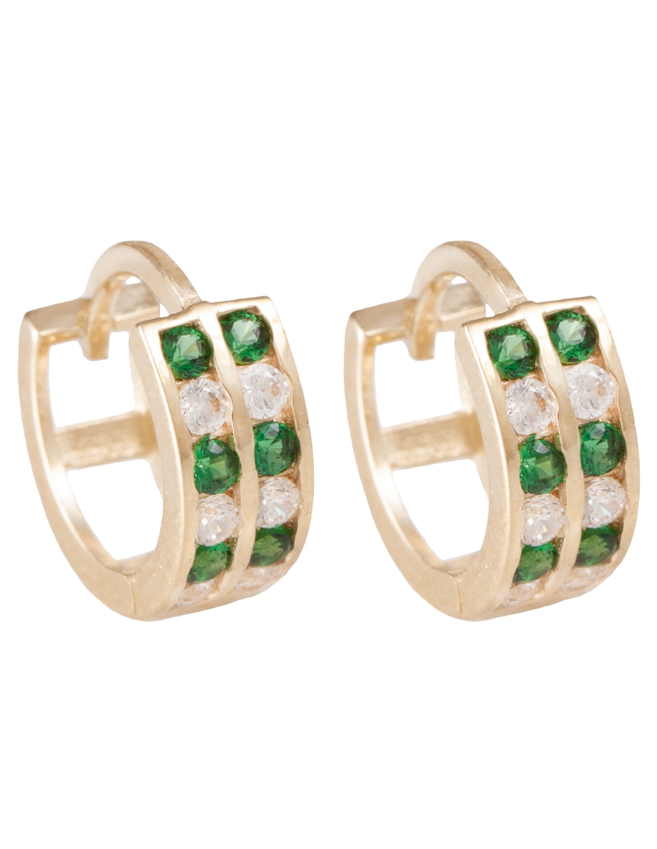 Huggies de oro 14 k con acabado pulido zirconia