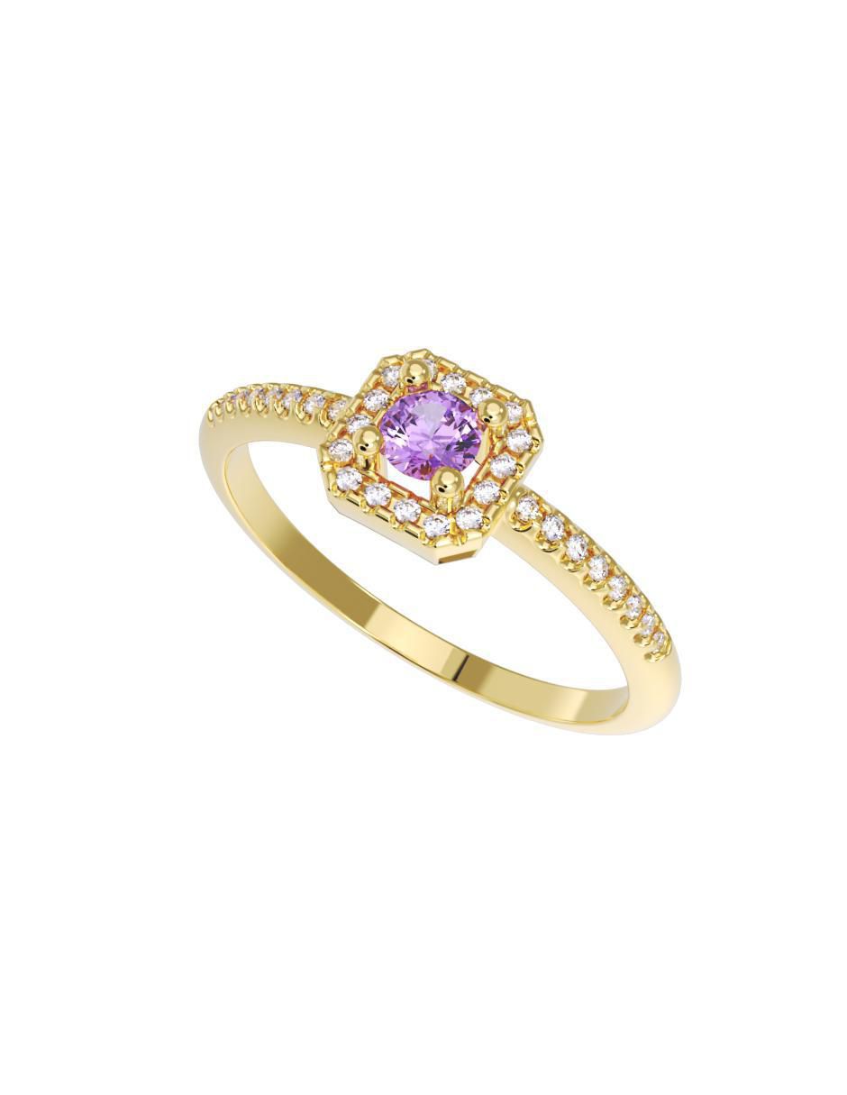 Anillo de compromiso "de" oro 14 k fonelli sin familia zirconia