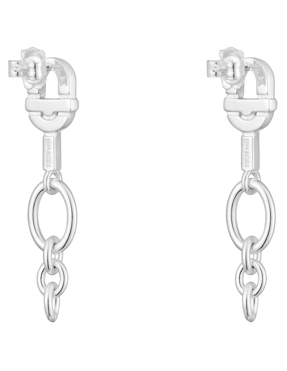 Aretes largos Manifesto de plata P 925 con acabado brillante 3