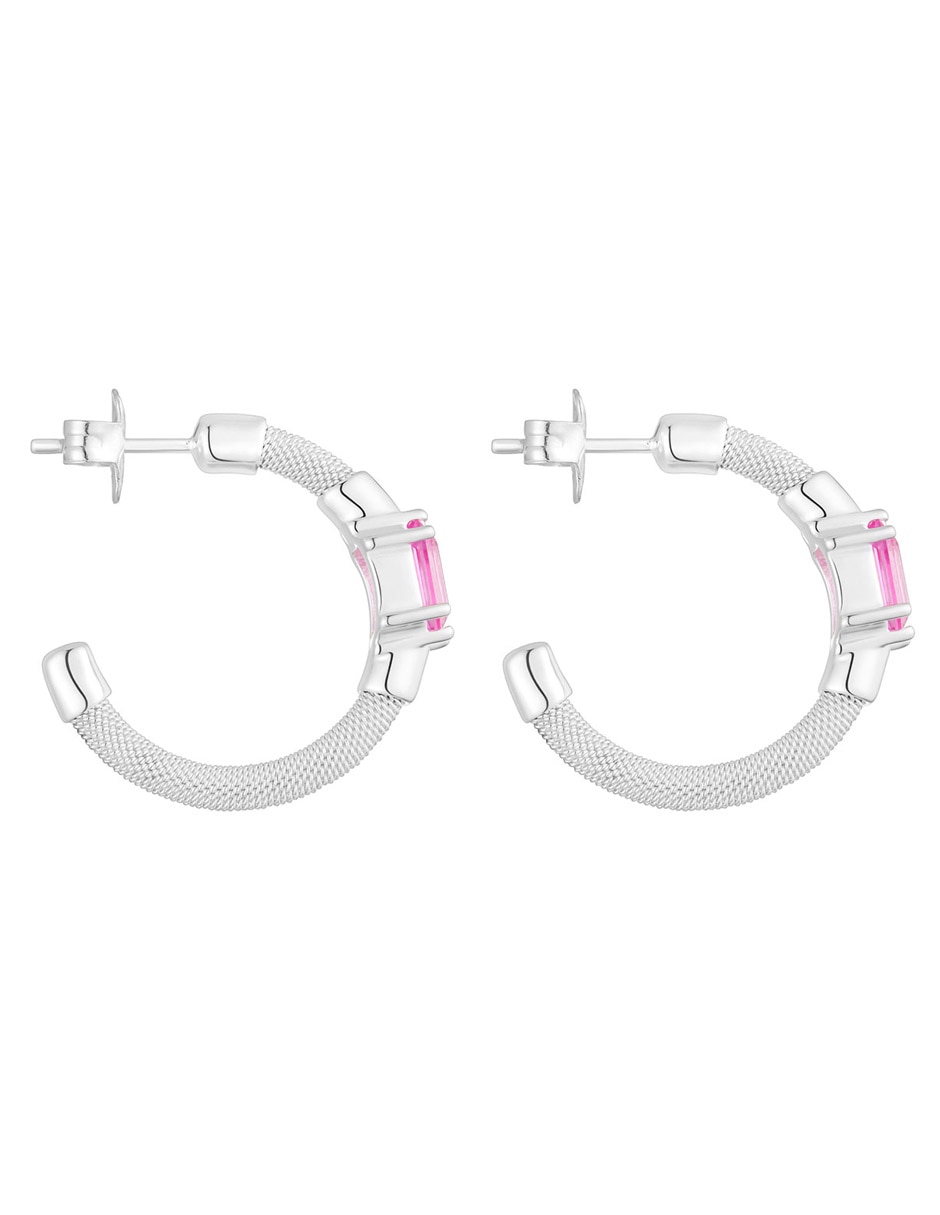 Aros Mesh LGG de plata P 925 con acabado brillante zafiro rosa 2