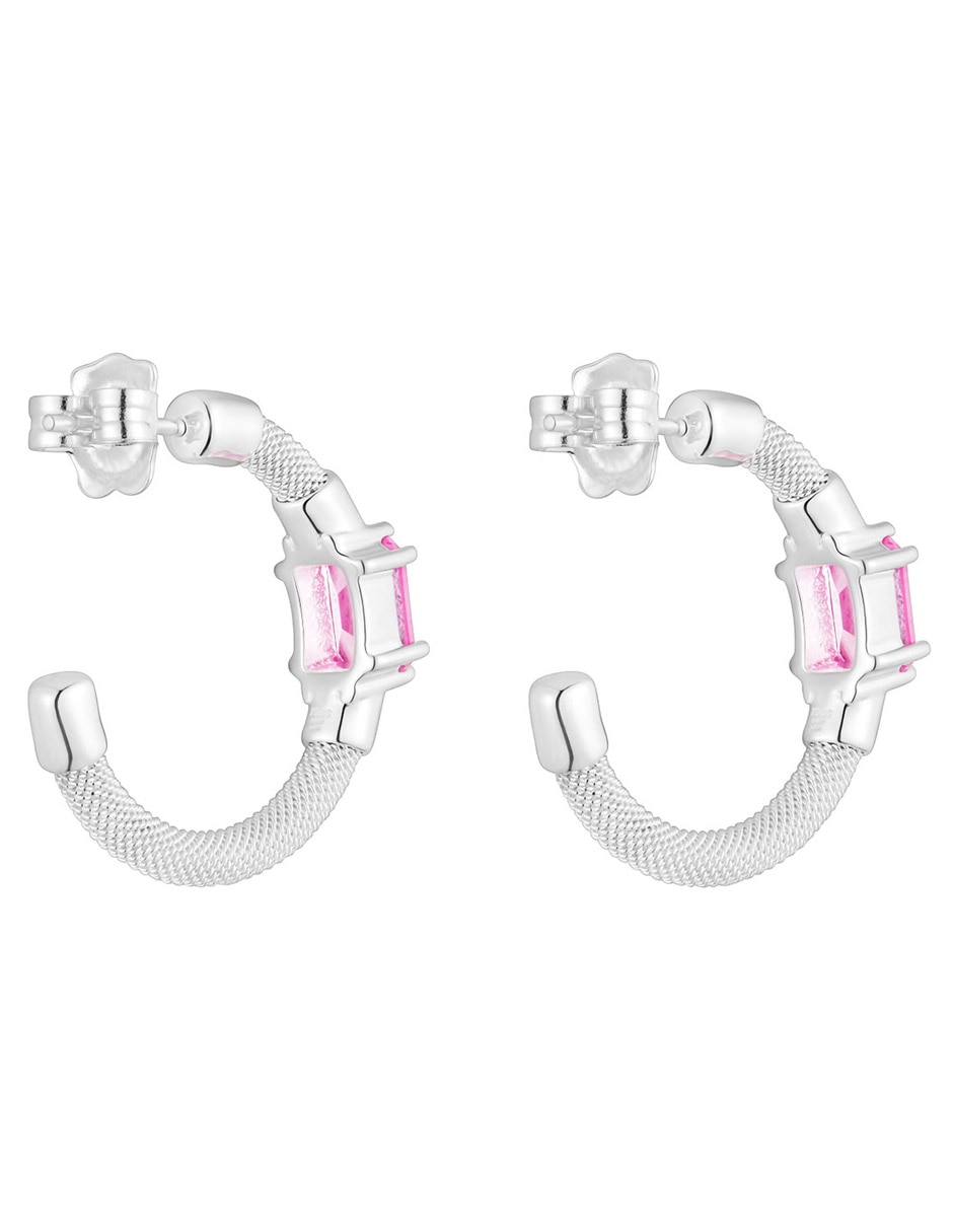 Aros Mesh LGG de plata P 925 con acabado brillante zafiro rosa 3