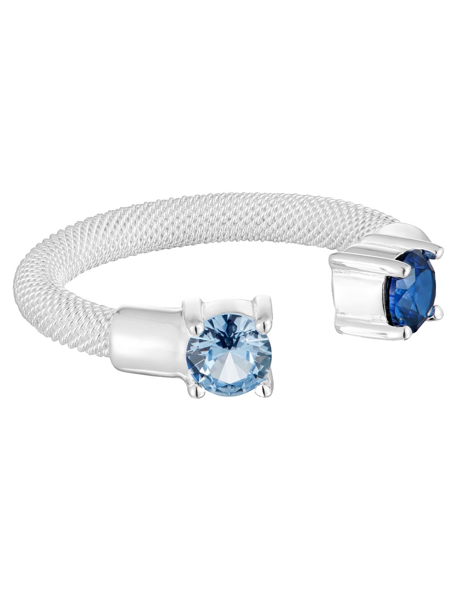 Anillo con gema circular Mesh LGG P 925 de plata espinela brillante