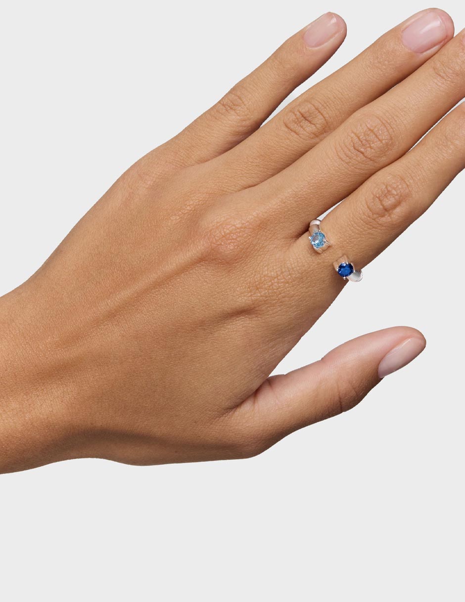 Anillo con gema circular Mesh LGG P 925 de plata espinela brillante 6