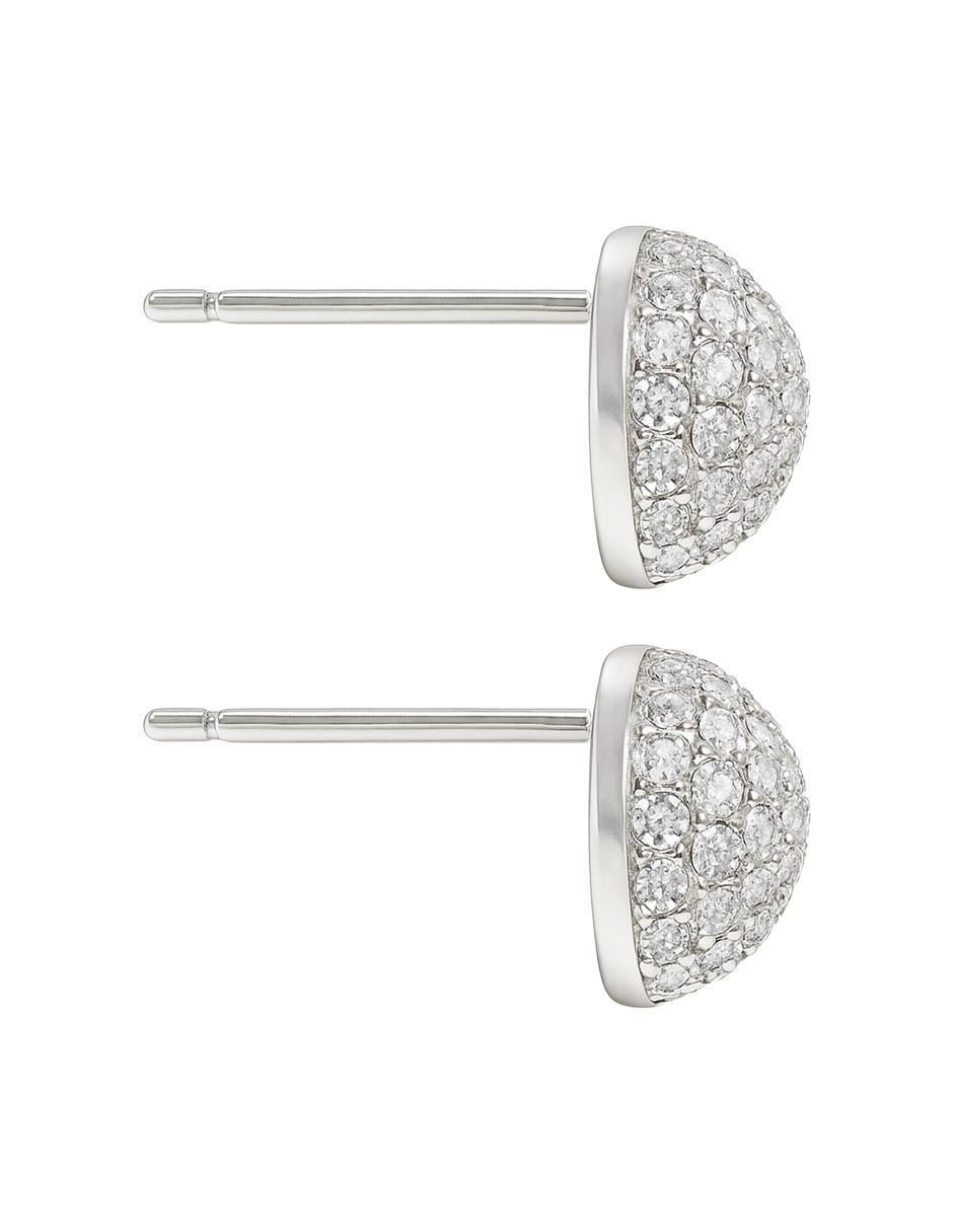 Broqueles circulares de plata P 925 con acabado plateado zirconia 2