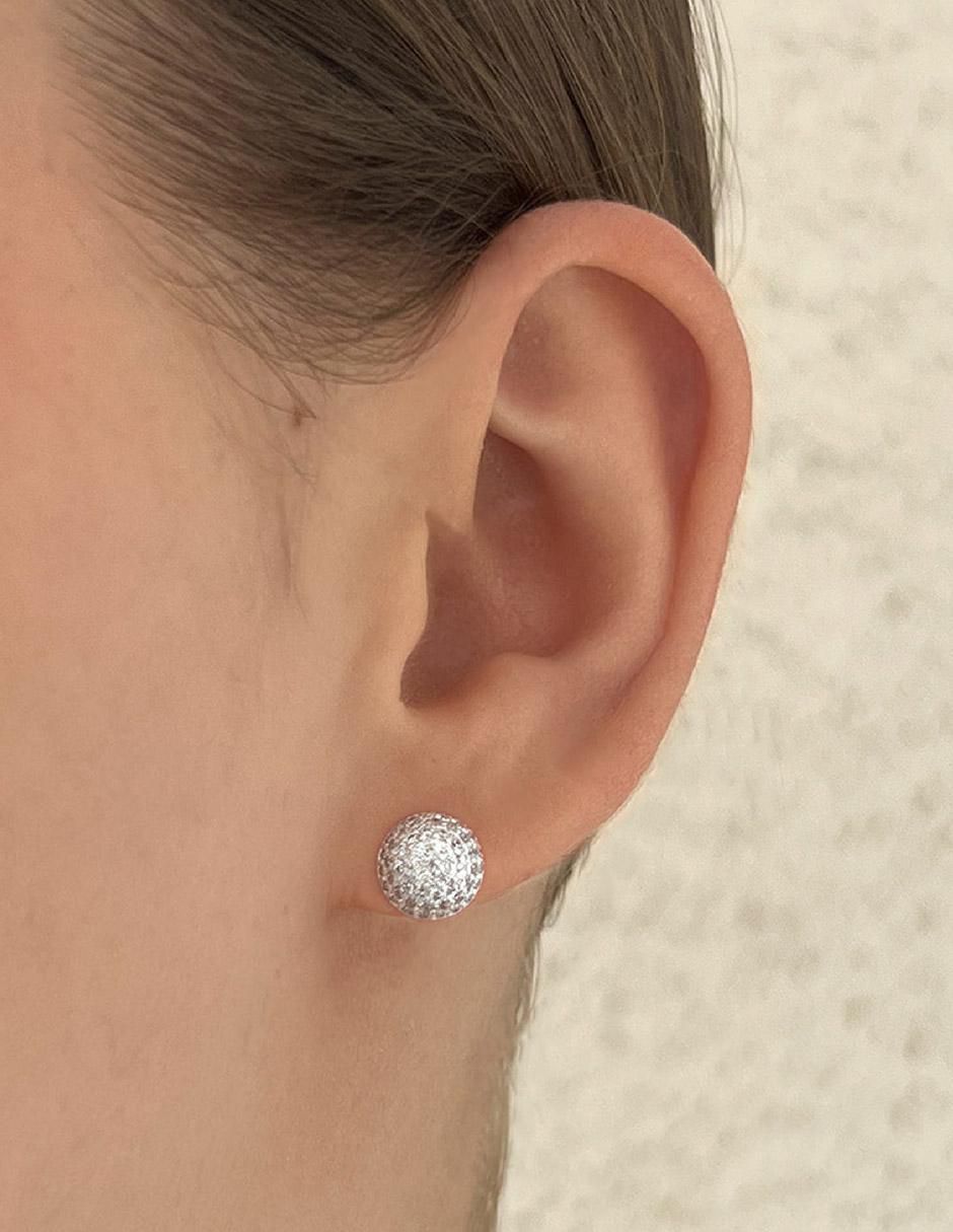 Broqueles circulares de plata P 925 con acabado plateado zirconia 4