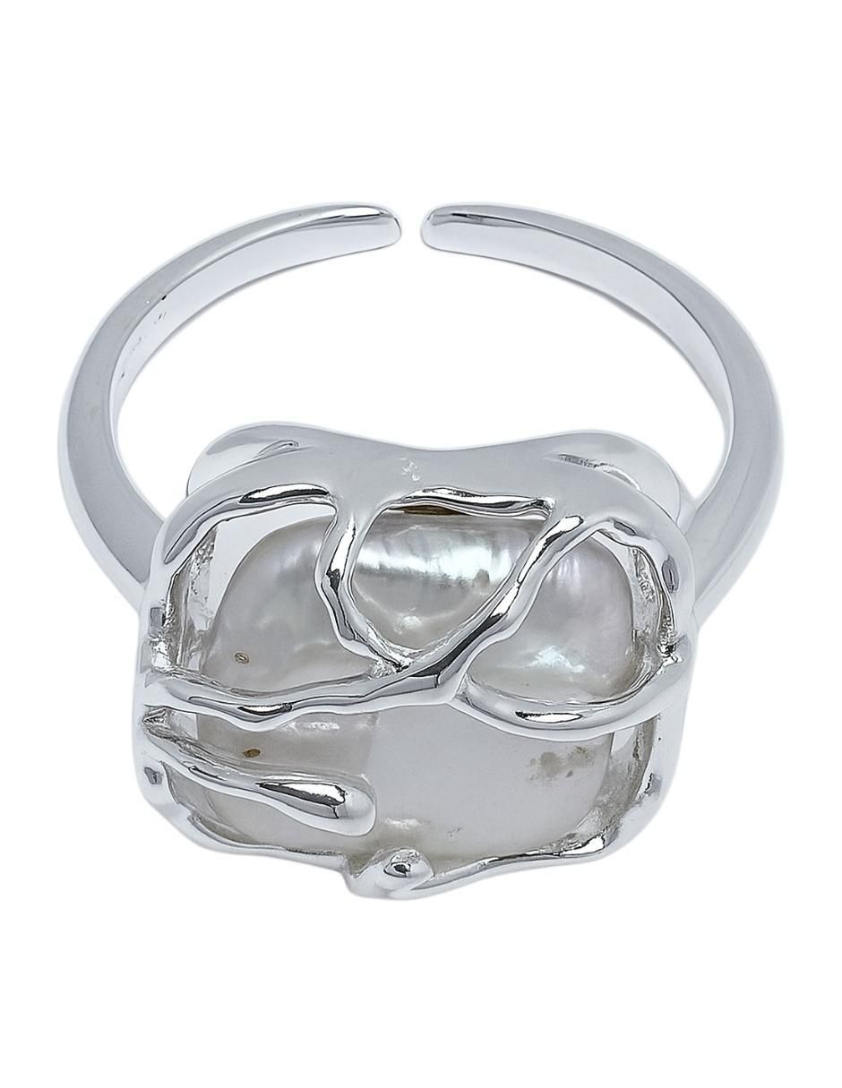 Anillo cuadrado P 925 de plata perla brillante