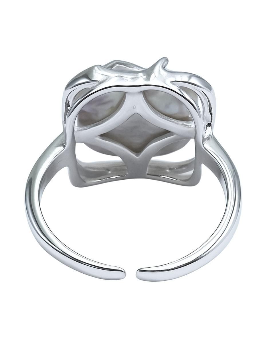 Anillo cuadrado P 925 de plata perla brillante 4