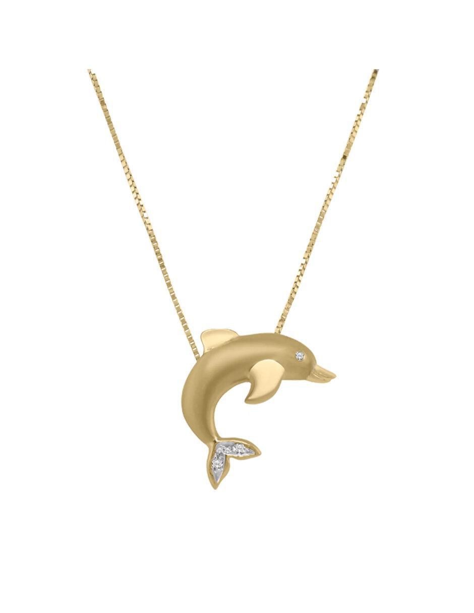 Colgante Y Dije de delfín kaan de oro 14 K diamante Colgante Y Dije de delfín kaan de oro 14 K diamante