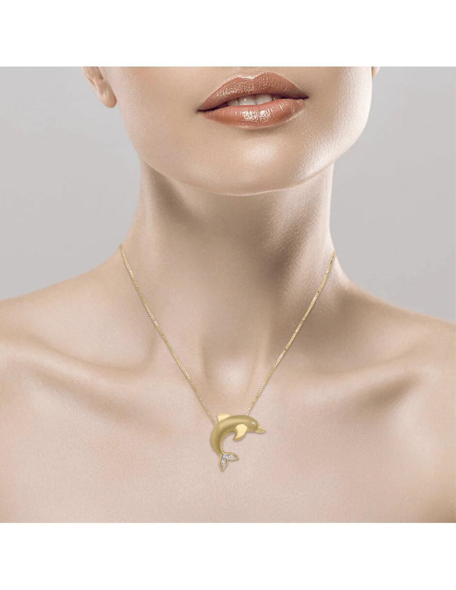 Colgante Y Dije de delfín kaan de oro 14 K diamante 2