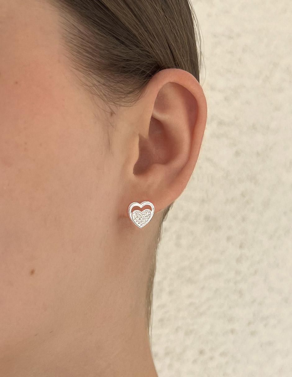 Broqueles de corazón de plata p 925 zirconia 5