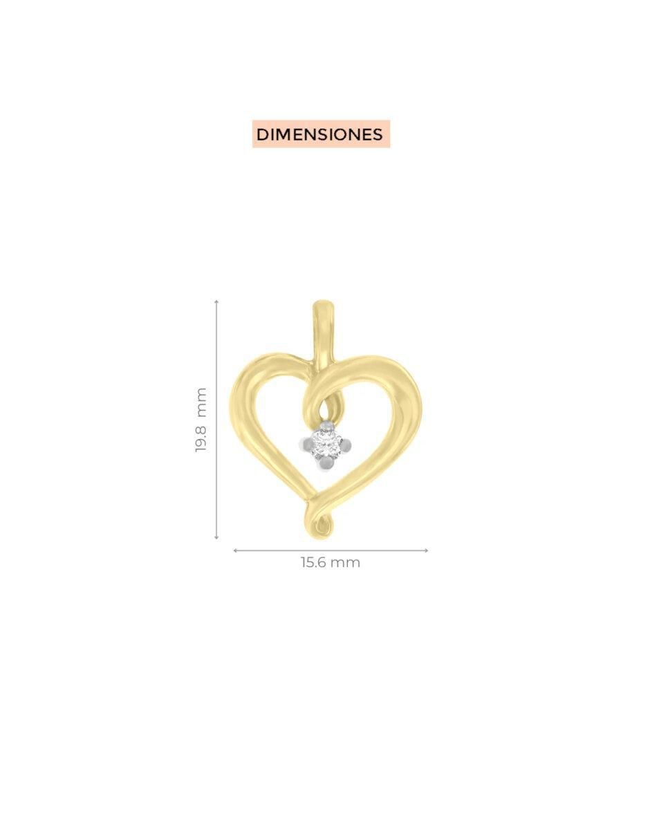 Dije de corazón coracao de oro 14 K diamante 2
