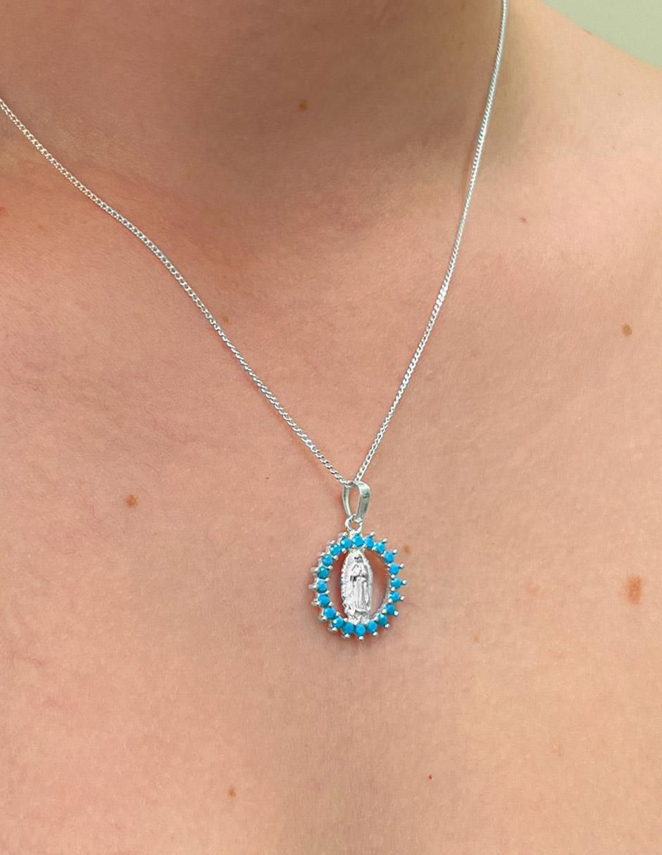 Collar con dije de virgen de plata P 925 4