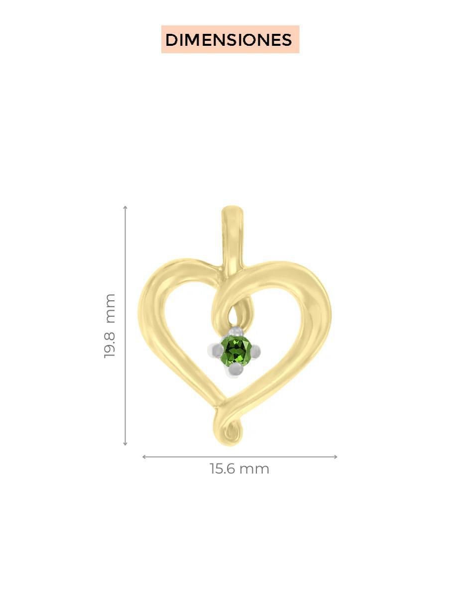 Dije de corazón coracao de oro 14 K esmeralda 2