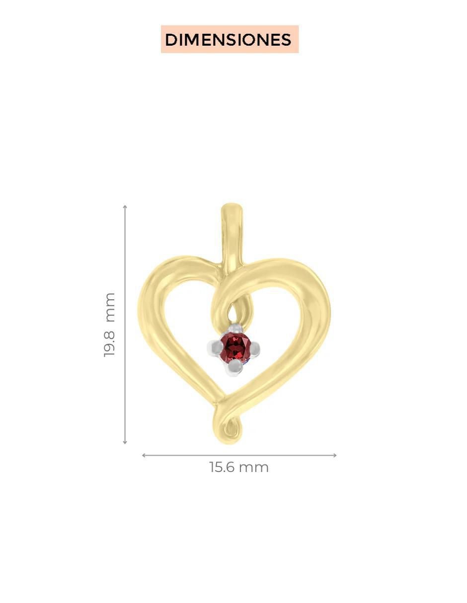Dije de corazón coracao de oro 14 K rubí 2