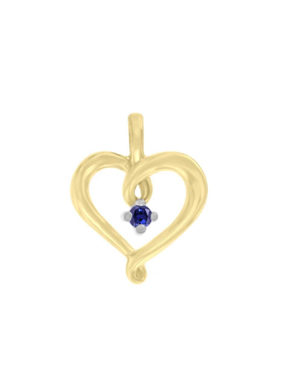 Dije de corazón coracao de oro 14 K zafiro