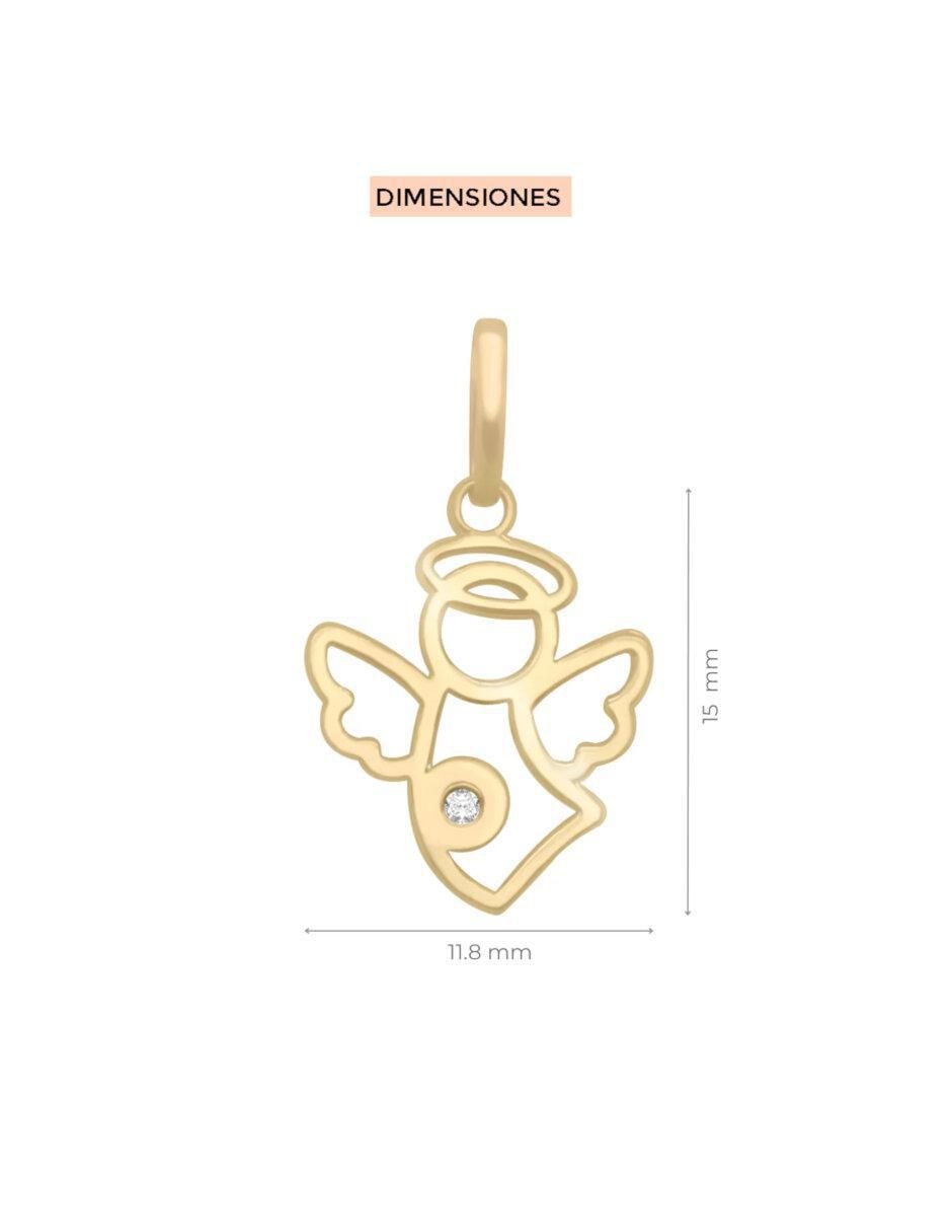 Dije de ángel celestial de oro 14 K diamante 3