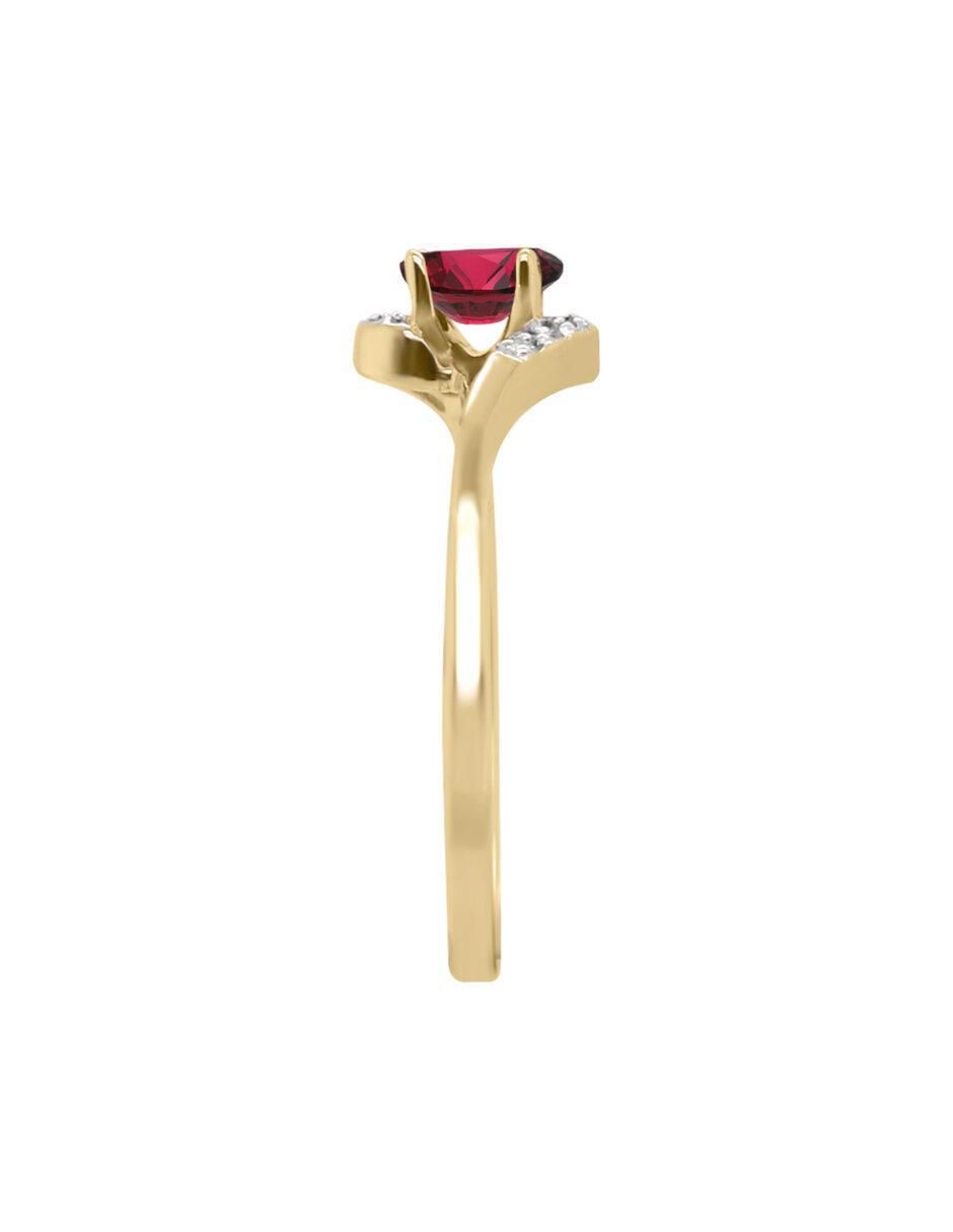 Anillo Hailey 14 k de oro rubí y diamante brillante 2