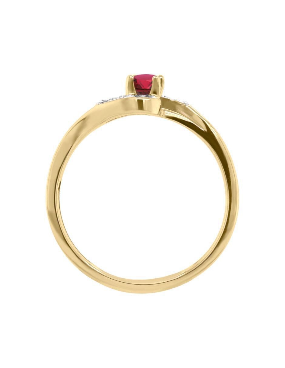 Anillo Hailey 14 k de oro rubí y diamante brillante 4
