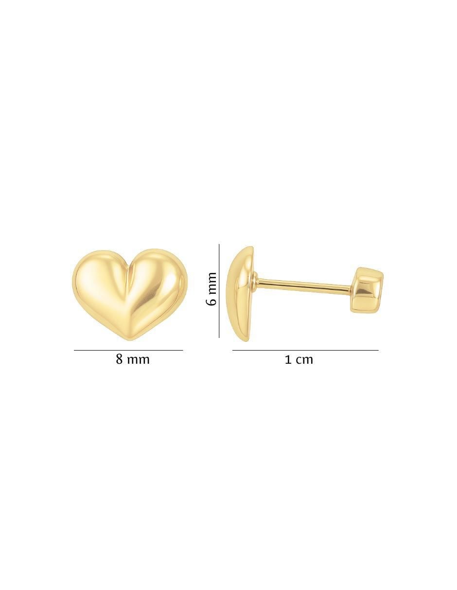 Broqueles de corazón oro 10 K con acabado pulido 4