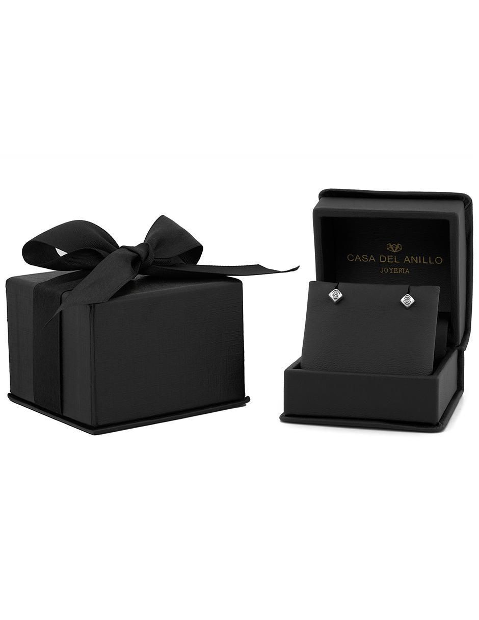 Broqueles de cubo de oro 14 K con acabado liso zirconia 3