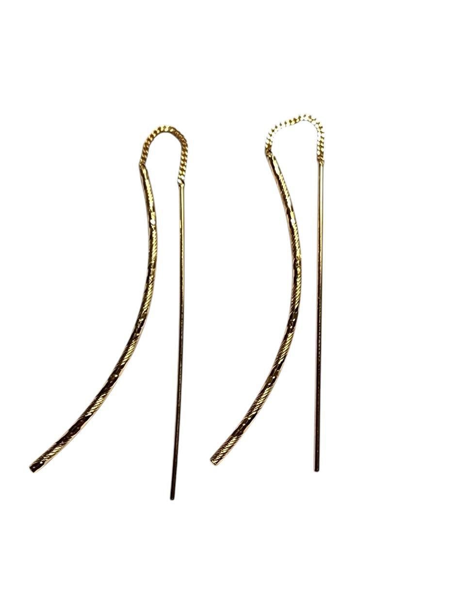 Aretes largos 14 k con acabado chapa de oro Aretes largos 14 k con acabado chapa de oro