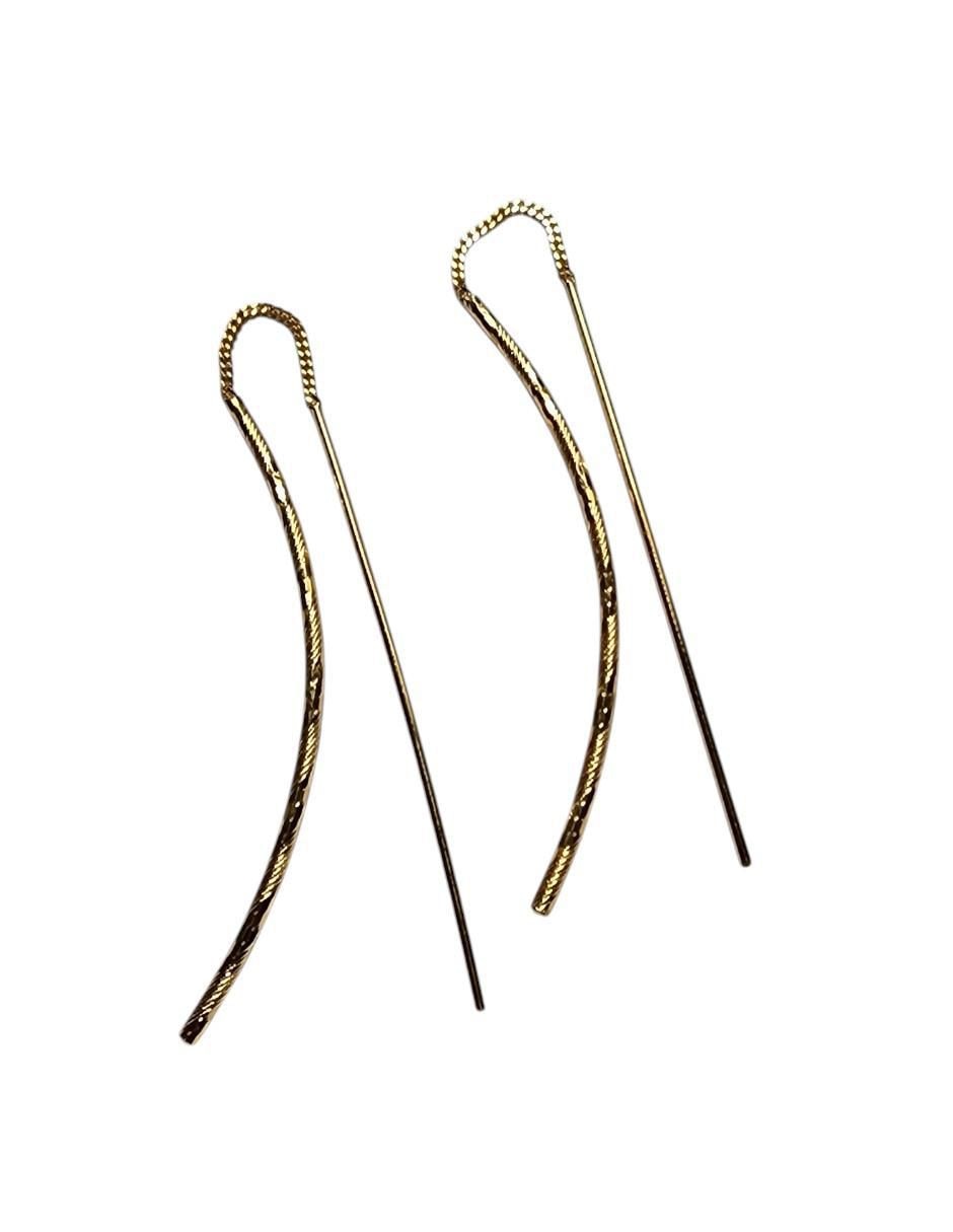 Aretes largos 14 k con acabado chapa de oro 2