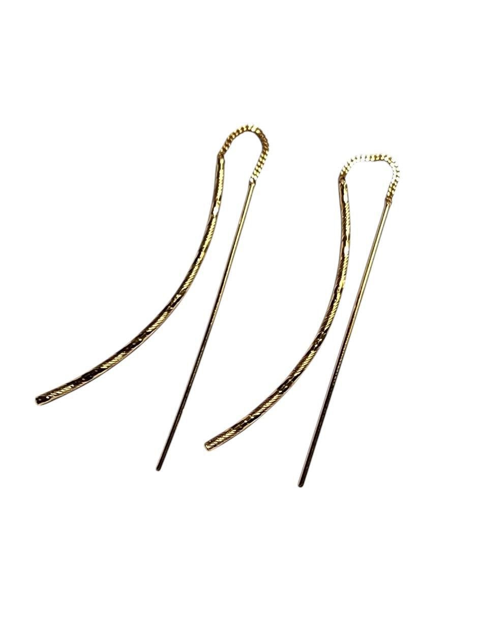 Aretes largos 14 k con acabado chapa de oro 4