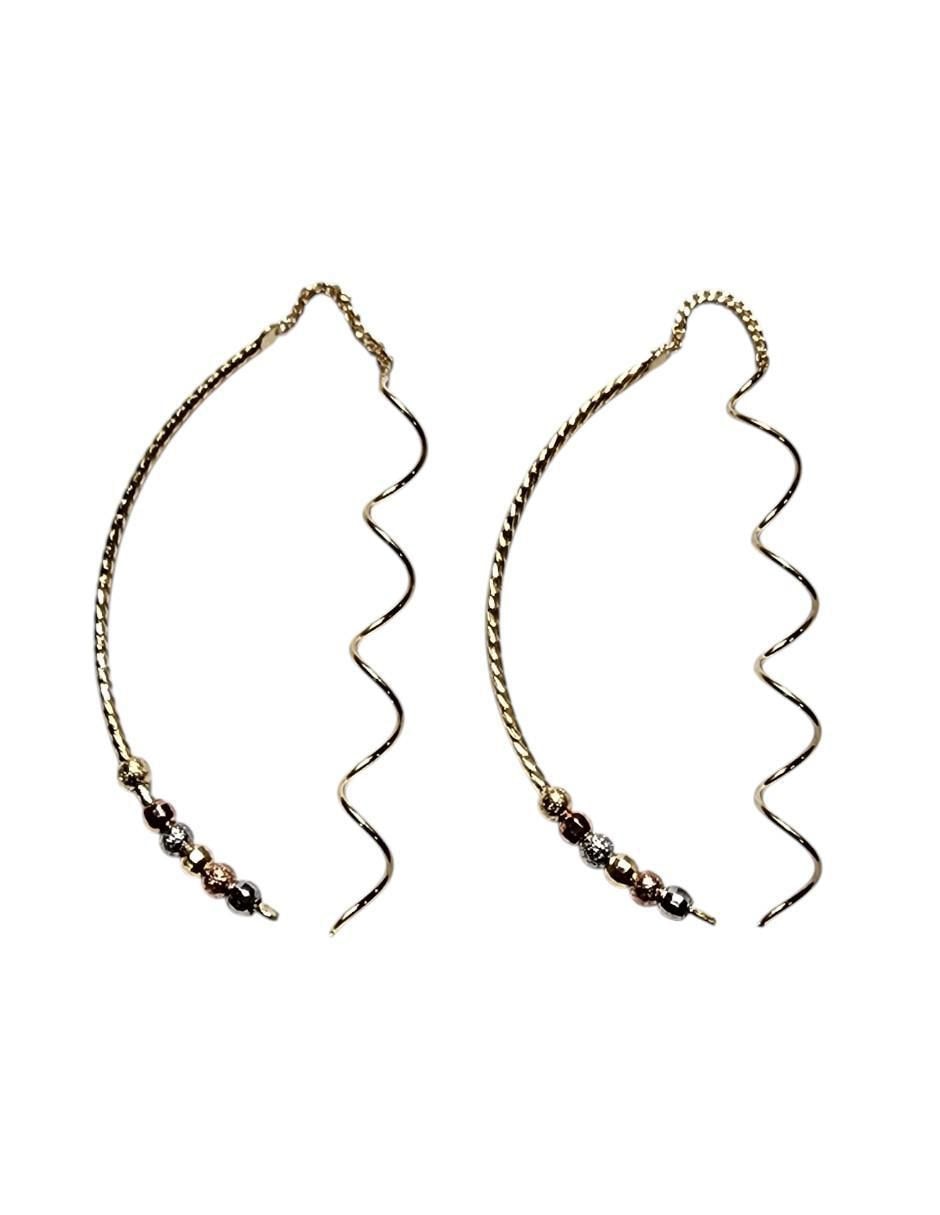 Aretes largos 14 k con acabado chapa de oro Aretes largos 14 k con acabado chapa de oro