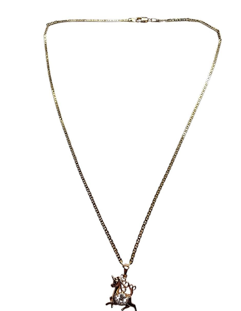 Collar con dije de unicornio Arcoiris de oro laminado 14 K 2