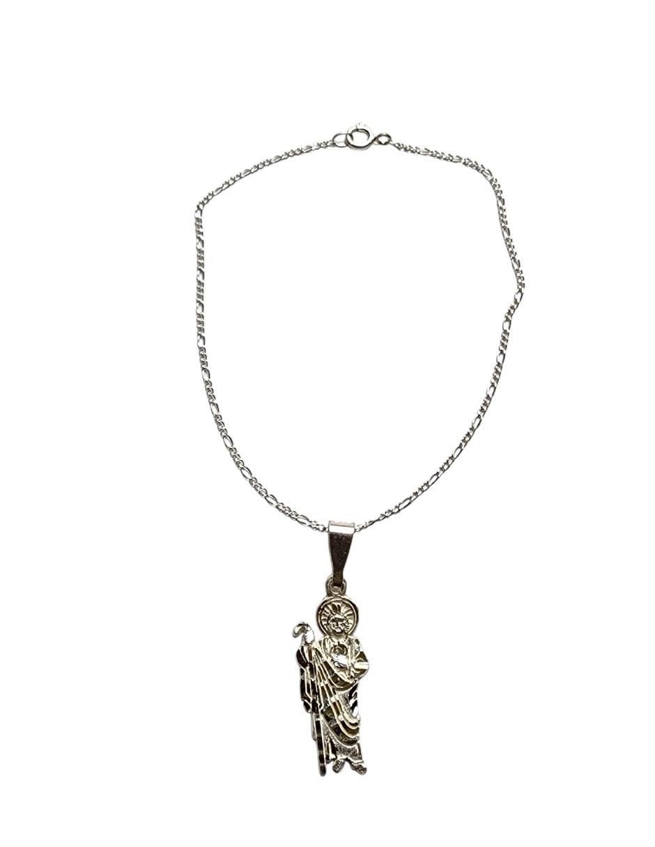 Collar con dije san judas tadeo de plata P 925