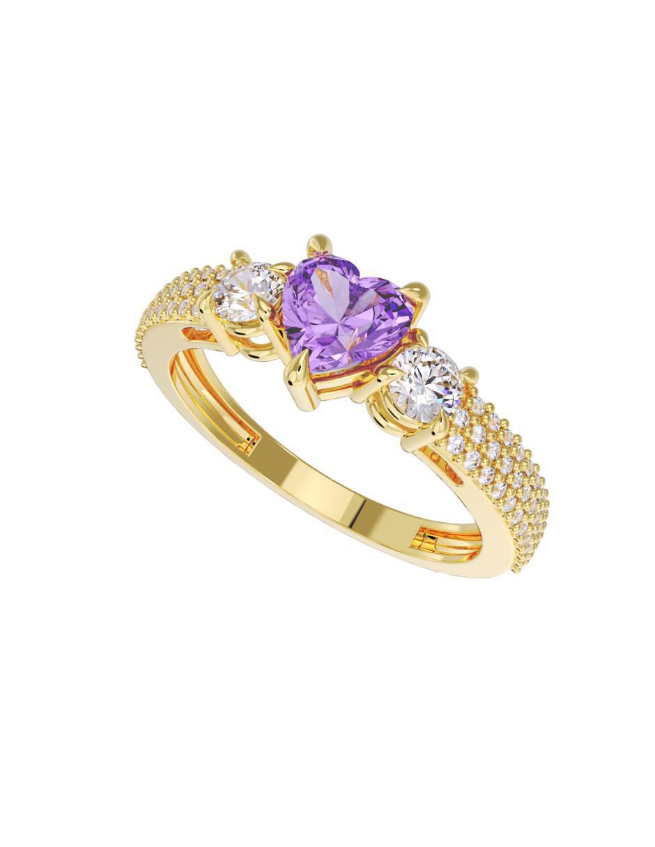 Anillo de compromiso "de" oro 10 k fonelli sin familia zirconia
