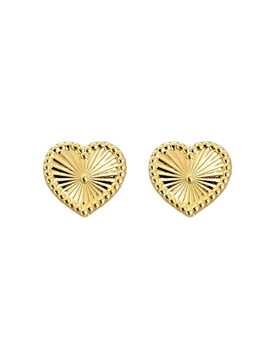 Broqueles de corazón de oro amarillo 10 k con acabado texturizado Broqueles de corazón de oro amarillo 10 k con acabado texturizado