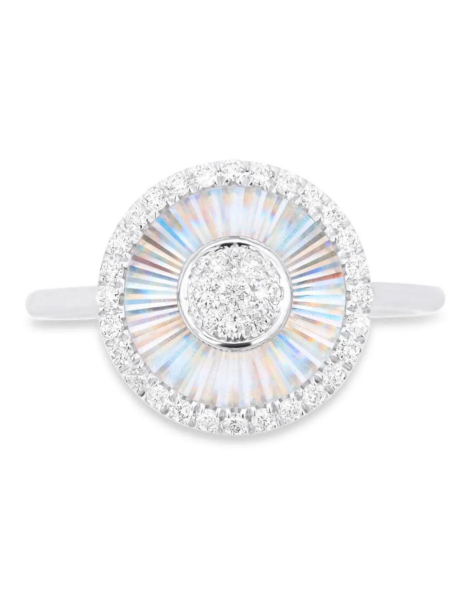 Anillo circular 14 k de oro blanco diamante brillante 2