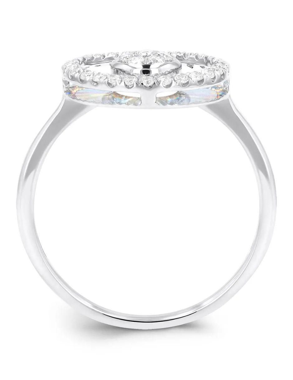 Anillo circular 14 k de oro blanco diamante brillante 3