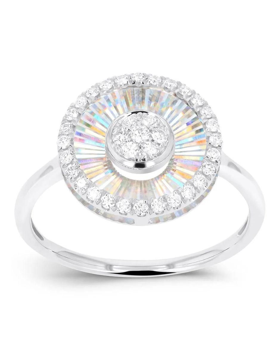 Anillo circular 14 k de oro blanco diamante brillante 4