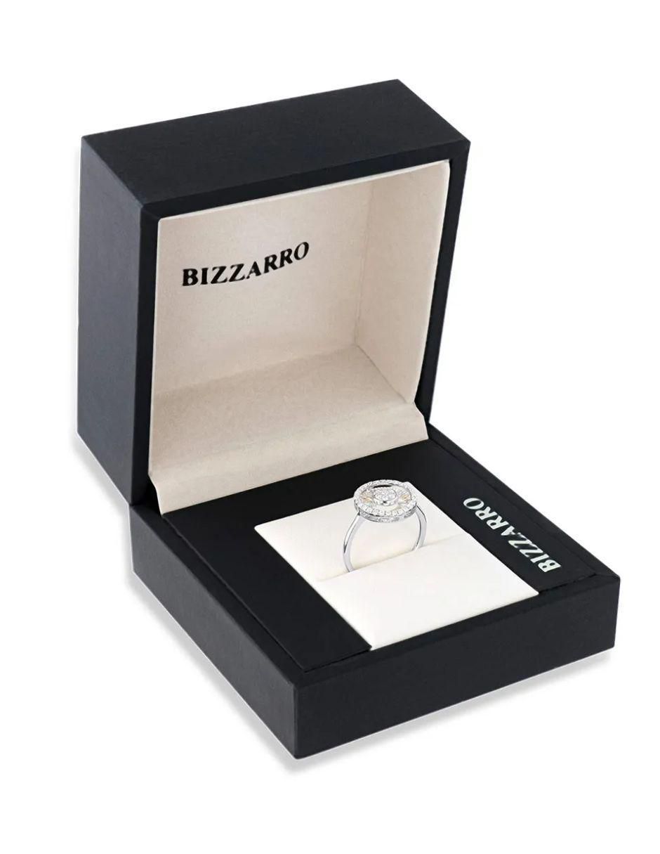 Anillo circular 14 k de oro blanco diamante brillante 5