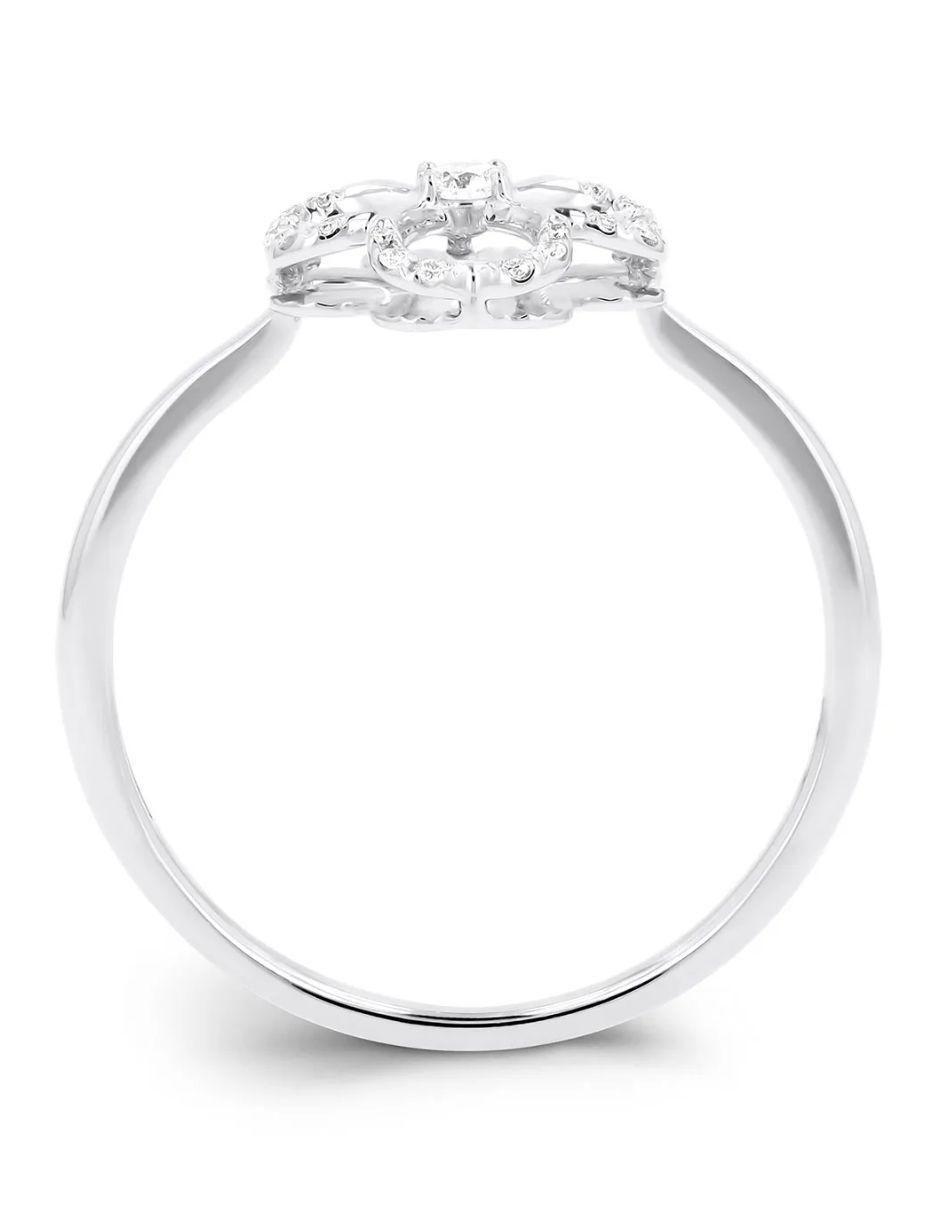 Anillo de flor 14 k de oro blanco diamante brillante 3